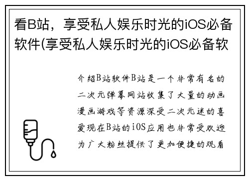 看B站，享受私人娱乐时光的iOS必备软件(享受私人娱乐时光的iOS必备软件——细节揭秘！)
